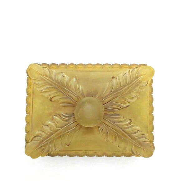 Elegant Ornate Glasslike Decorative Trinket Box Translucent Golden 7 x 5 x 6 in - Picture 6 of 8